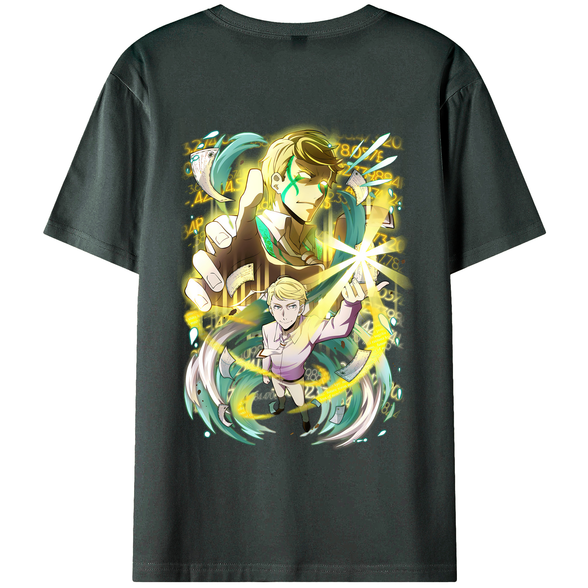 （画像用） 文豪ストレイドッグス Bungo Stray Dogs 綿100％ メンズ半袖Tシャツ（バックプリント） 通気性